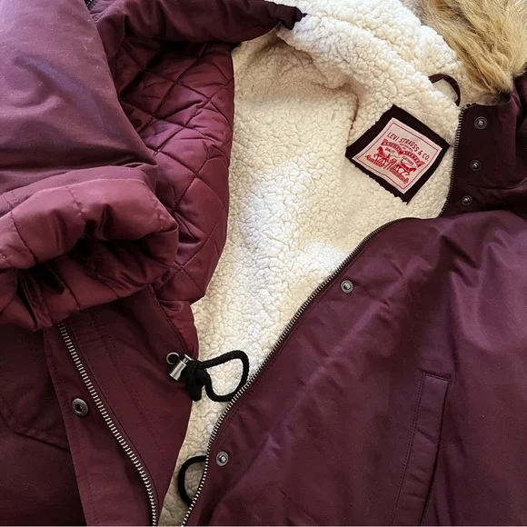 LEVI’S Sherpa Lined Hooded Parka Jacket – Wine Red, Plus 1X – NWT - Picture 8 of 15